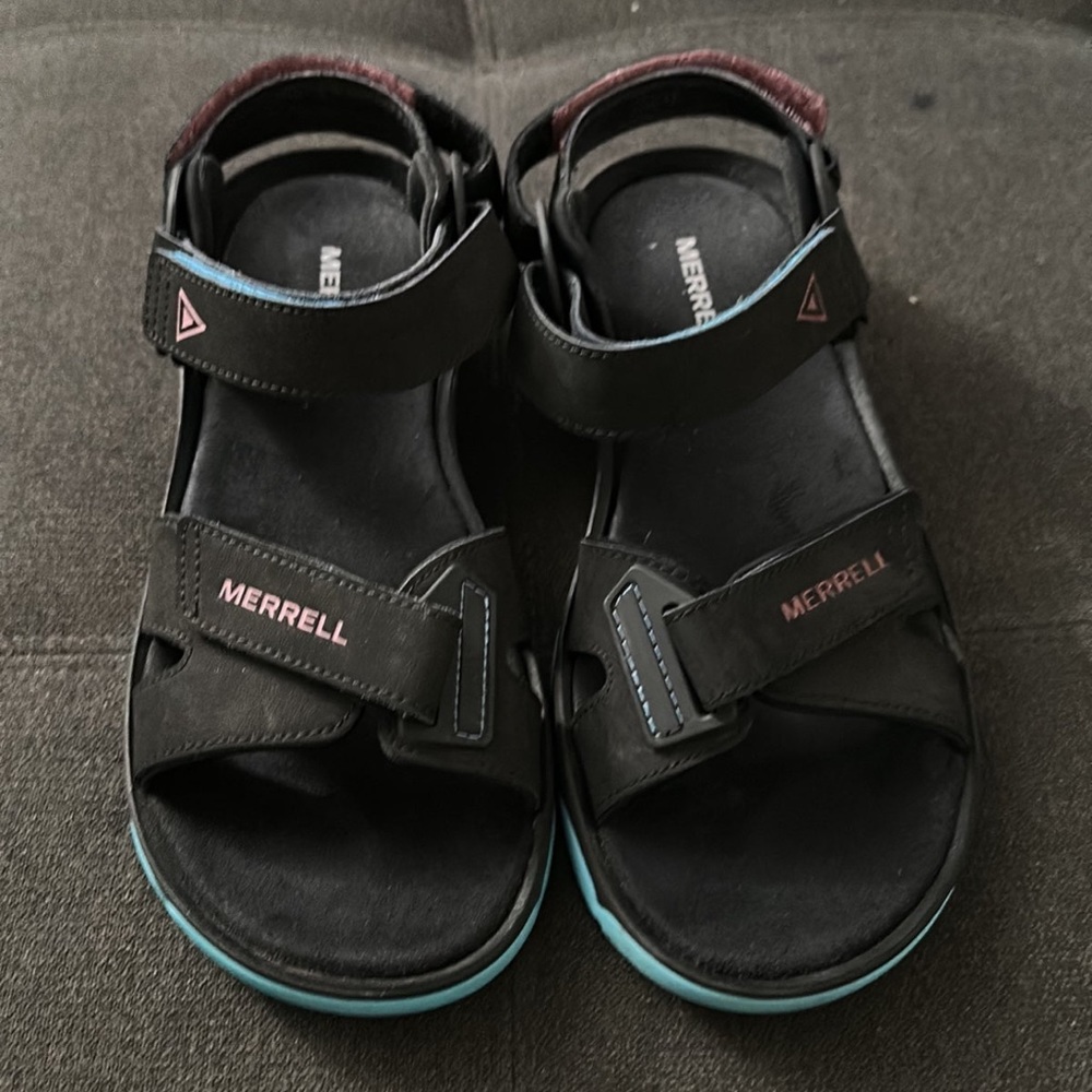 Merell Belize Convert Air Cushion Sandals Black Womens size 9 mens size 7